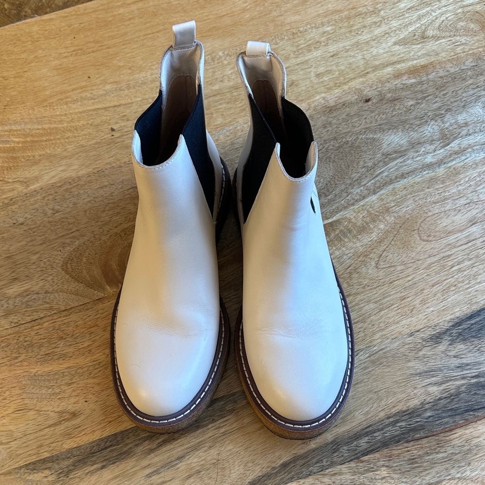 J. Crew Cream and Black Ankle Boots